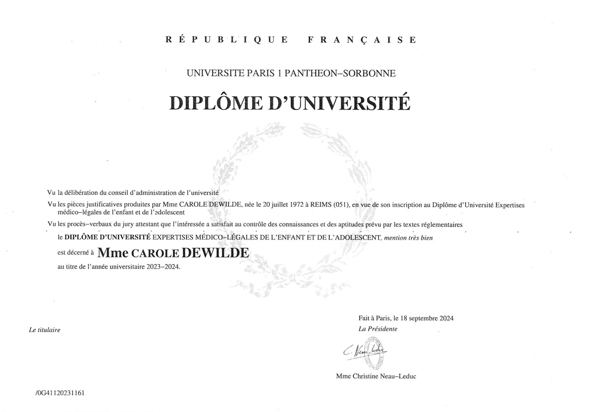Diplome carole dewilde